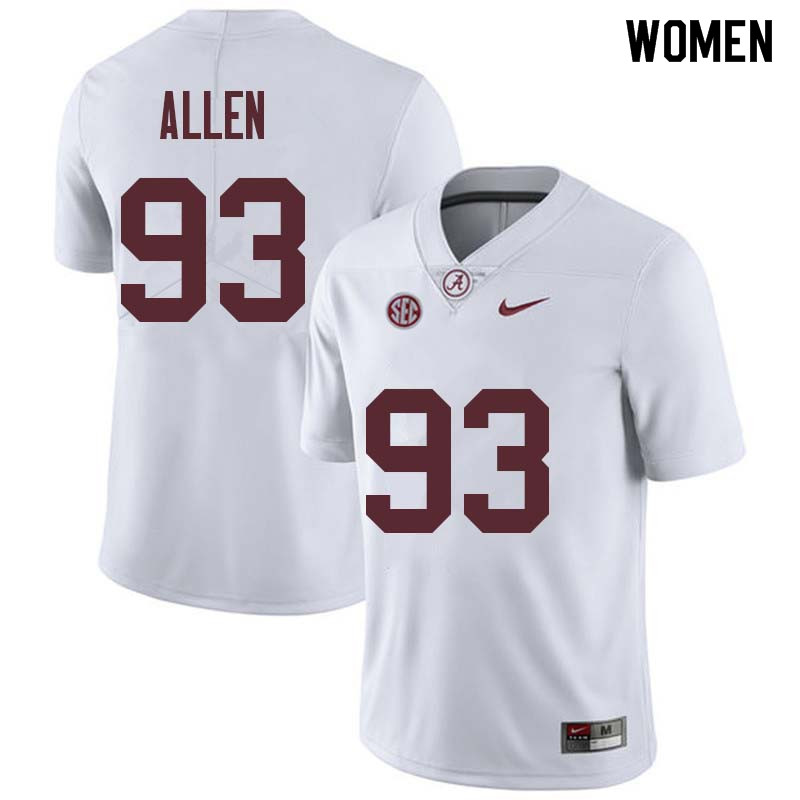 Alabama Crimson Tide Women's Jonathan Allen #93 White NCAA Nike Authentic Stitched College Football Jersey HK16I74KO